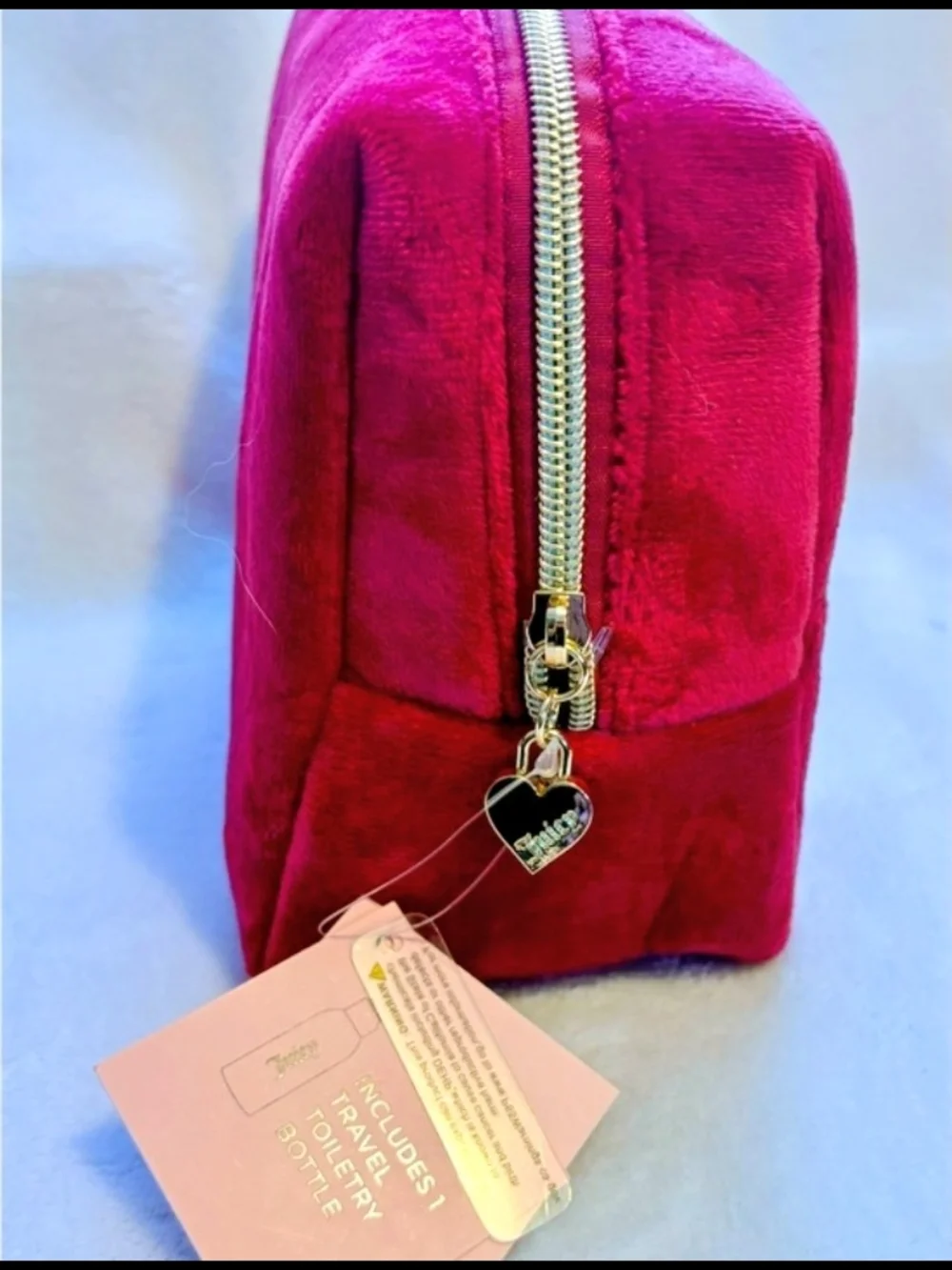 Juicy Couture  Red Velvet Heart Buckle Cosmetic Toiletry Case